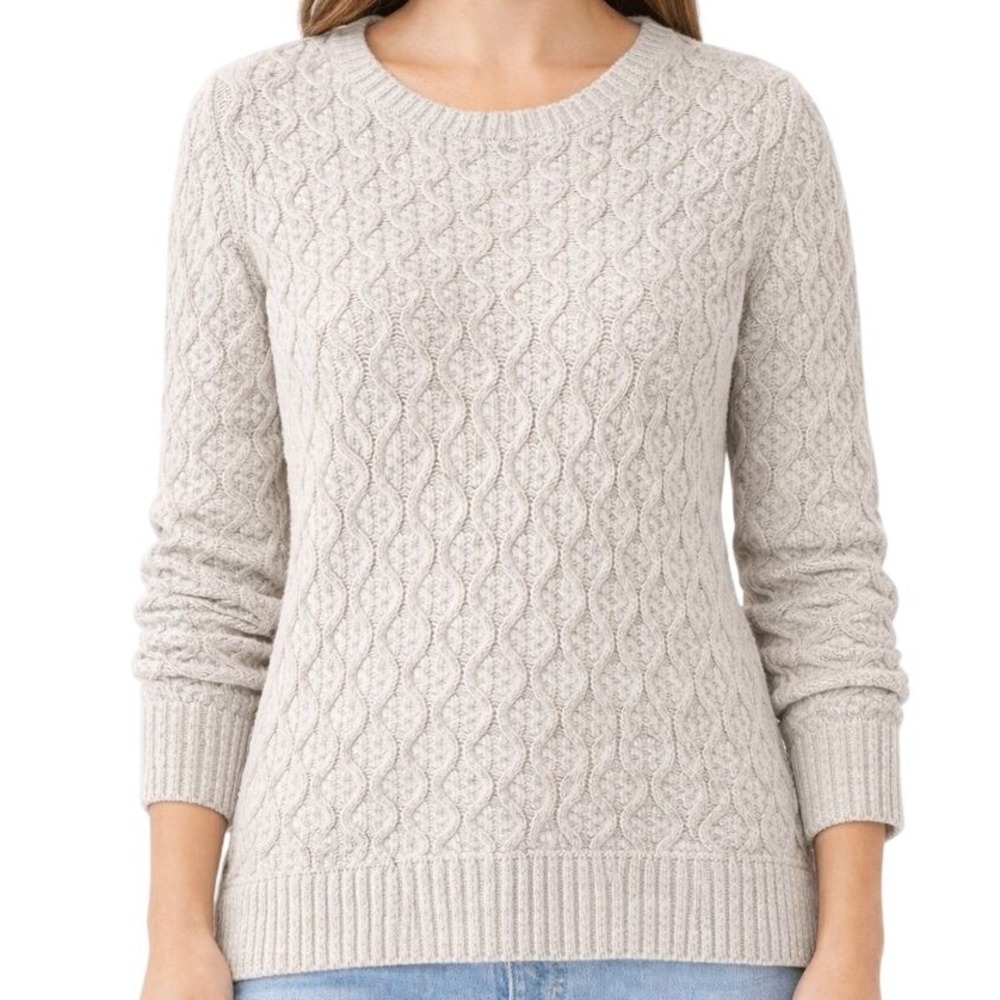 Jeanne Pierre 100% Cotton Cable Knit Sweater Medium Cream Coastal Grandma